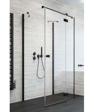 Drzwi prysznicowe Essenza New Black KDJ RADAWAY 80cm lewe, szkło przejrzyste