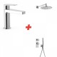 TRES PROJECT PACK bateria umywalkowa + zestaw prysznicowy chrom 21179801D,21110301D,20635201