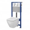 CERSANIT City Square Set B212 miska WC CleanOn z deską wolnoopadającą i stelaż podtynkowy z przyciskiem Accento chrom S701-399