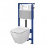 CERSANIT City Square Set B213 miska WC CleanOn z deską slim i stelaż podtynkowy z przyciskiem Accento szkło białe S701-400
