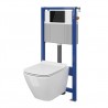 CERSANIT City Square Set B214 miska WC CleanOn z deską slim i stelaż podtynkowy z przyciskiem Accento szkło czarne S701-401