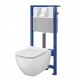 CERSANIT VIRGO Set B227 miska WC CleanOn z deską wolnoopadającą i stelaż podtynkowy z przyciskiem Accento Circle chrom S701-406