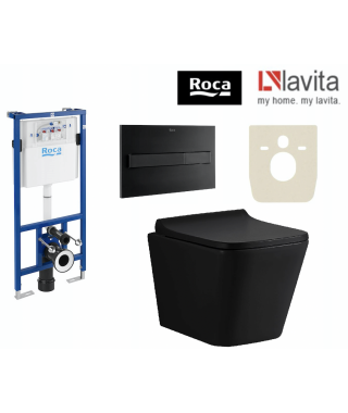 Zestaw Stelaż Roca Duplo + Lavita LAGO black + przycisk PL7 czarny mat