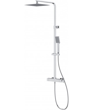 Cersanit City zestaw prysznicowy ścienny termostatyczny z deszczownicą prostokątną chrom S951-341