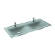 Umywalka szklana 120 cm ELITA VETRO 120 AQUAMARINE z 2 misami i 2 otworami pod baterie