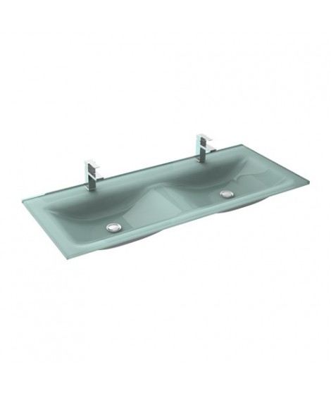 Umywalka szklana 120 cm ELITA VETRO 120 AQUAMARINE z 2 misami i 2 otworami pod baterie