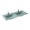 Umywalka szklana 120 cm ELITA VETRO 120 AQUAMARINE z 2 misami i 2 otworami pod baterie