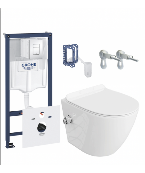 Zestaw Rapid SL GROHE z przyciskiem Skate chrom, miską i deską SALTO z funkcją bidetu 38827000,5900378325079