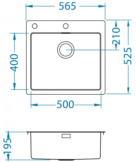 PURE 70 SAT QC 565 x 525 mm + syfon Quick Close 1149522