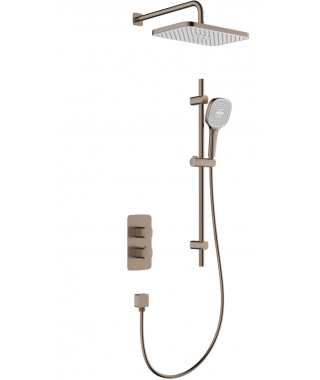 KFA MALAGA ROSE GOLD ZESTAW PODTYNKOWY Z BATERIĄ TERMOSTATYCZNĄ NATRYSKOWĄ I NATRYSKIEM PRZESUWNYM 5759-301-34