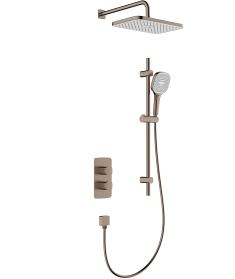 KFA MALAGA ROSE GOLD ZESTAW PODTYNKOWY Z BATERIĄ TERMOSTATYCZNĄ NATRYSKOWĄ I NATRYSKIEM PRZESUWNYM 5759-301-34