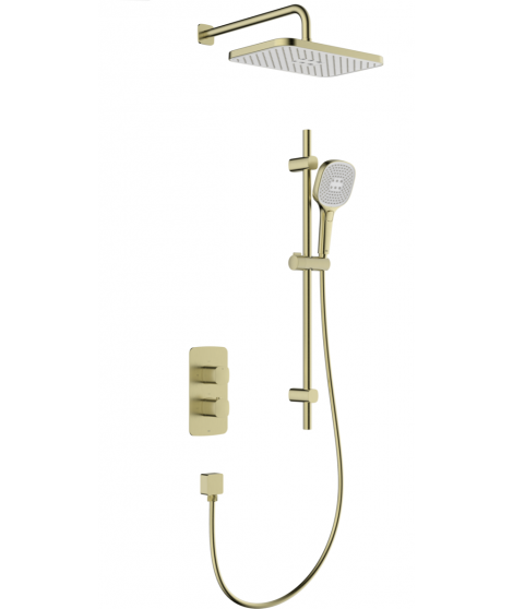 KFA MALAGA ROSE GOLD ZESTAW PODTYNKOWY Z BATERIĄ TERMOSTATYCZNĄ NATRYSKOWĄ I NATRYSKIEM PRZESUWNYM 5759-301-34