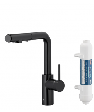 KFA DUERO PURE BASIC BLACK BATERIA KUCHENNA Z FILTRACJĄ WODY ORAZ WYCIĄGANĄ WYLEWKĄ 6523-915-00