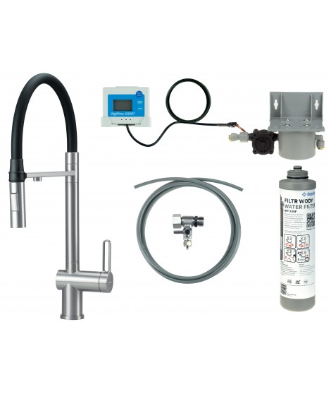 Deante Bateria kuchenna z zestawem do filtracji wody z elastyczną wylewką BRMFF75M