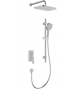 KFA MALAGA CHROM PODTYNKOWY ZESTAW PRYSZNICOWY Z BATERIĄ 3 FUNKCYJNĄ I NATRYSKIEM PRZESUWNYM 4529-301-00