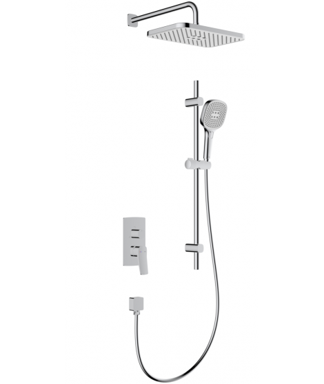 KFA MALAGA CHROM PODTYNKOWY ZESTAW PRYSZNICOWY Z BATERIĄ 3 FUNKCYJNĄ I NATRYSKIEM PRZESUWNYM 4529-301-00