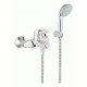 Jednouchwytowa bateria wannowa z zestawem prysznicowym. GROHE Eurosmart, Chrom
