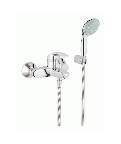 Jednouchwytowa bateria wannowa z zestawem prysznicowym. GROHE Eurosmart, Chrom