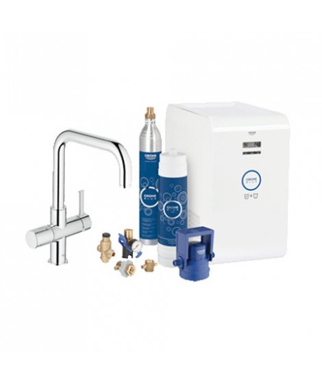Bateria kuchenna z filtrem do wody. Zestaw startowy, GROHE Blue® Chilled and Sparkling Chrom 31324001