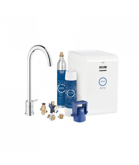Zawór sztorcowy z filtrem do wody. Zestaw startowy, GROHE Blue® Mono Chilled and Sparkling. Chrom