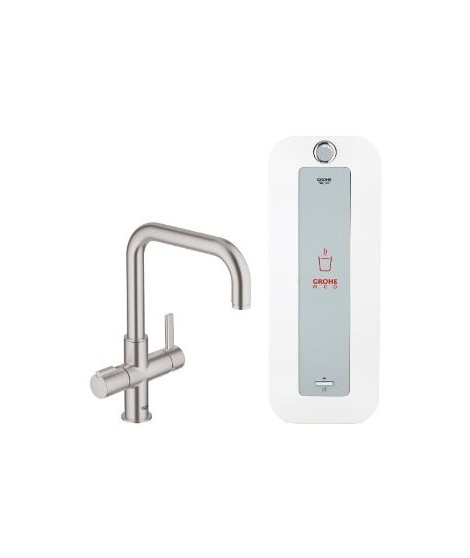 Bateria kuchenna gotująca wode z boilerem (8 litrów). GROHE . Red Duo. Supersteel