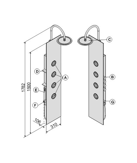 Panel prysznicowy 31x150cm SANPLAST PPo/SPACE-150 brązowy