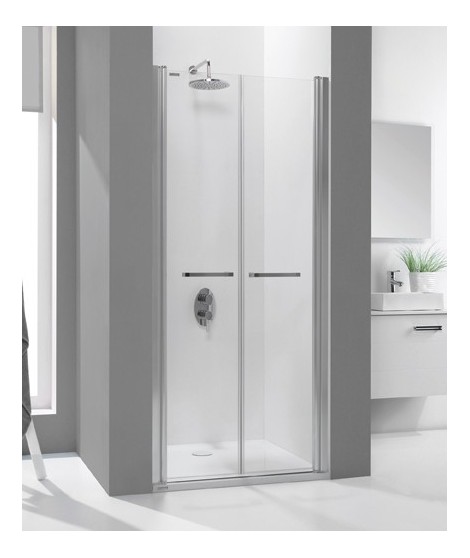 Drzwi prysznicowe 90x195cm SANPLAST DD/PRIII-90-S. profil srebrny błyszczący. wzór szyby W0