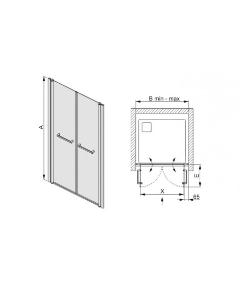 Drzwi prysznicowe 110x195cm SANPLAST DD/PRIII-110-S. profil srebrny błyszczący. wzór szyby W0