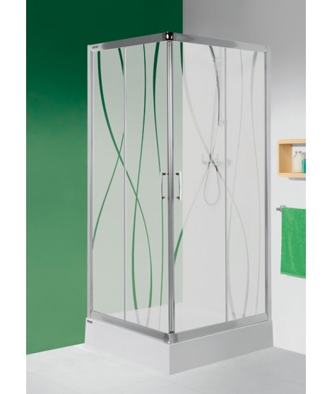 Kabina prostokątna 80x100x190cm SANPLAST KN/TX5 profil srebrny błyszczący. wzór szyby W15