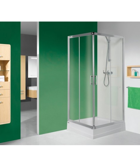 Kabina kwadratowa 80x80x190cm SANPLAST KN/TX5 profil srebrny matowy. wzór szyby Grey