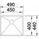 Zlewozmywak stalowy BLANCO ZEROX 450-U, 49x44 (bez korka aut.)