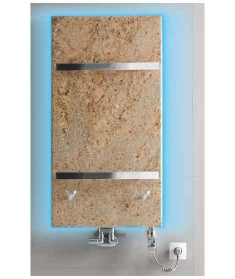 Grzejnik łazienkowy GORGIEL FORTIS B 975/535 (LED biały+VIP kolor osłony z kamienia jasny brązowy)