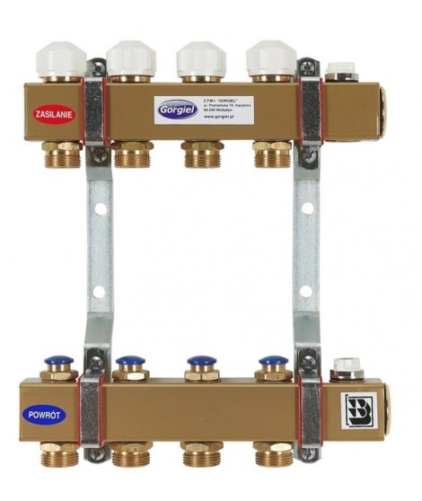 ROZDZIELACZ STALOWY Z ZAWORAMI TERMOSTATYCZNYMI ODCINAJĄCYMI GORGIEL RS-11ZT