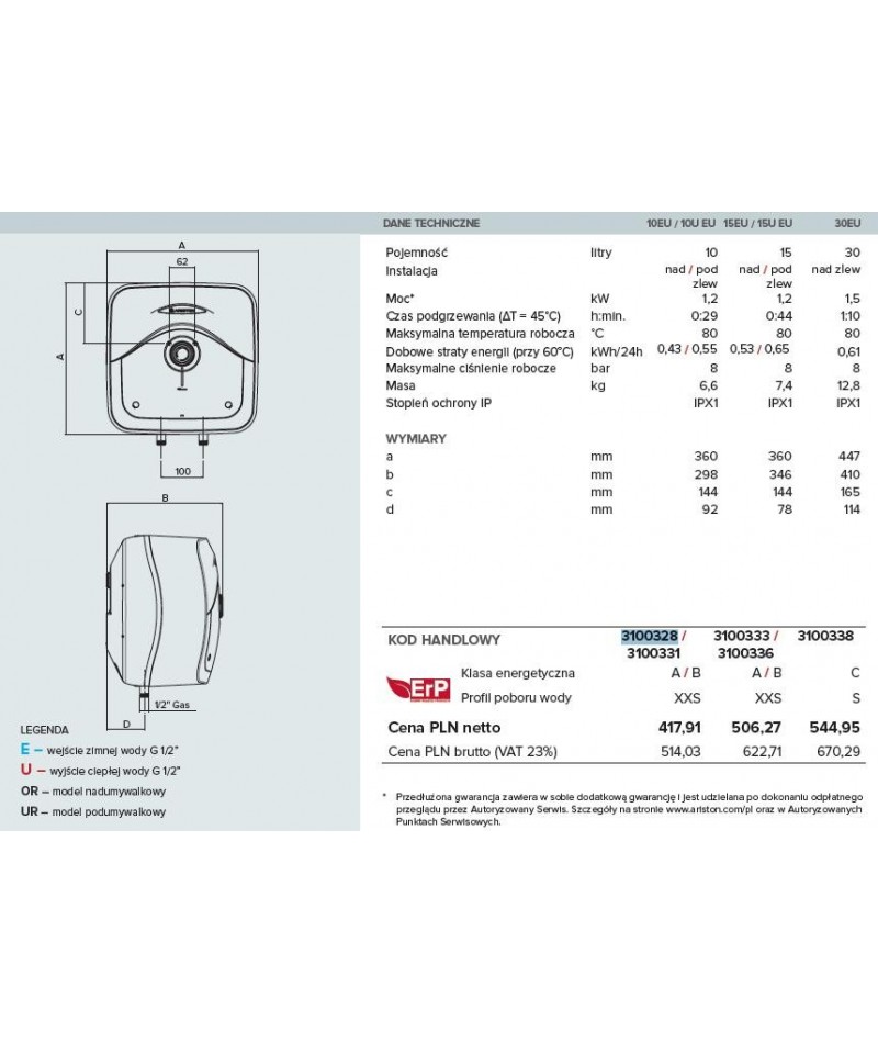 Ariston ANDRIS R 10 UR EU - Wodtech.pl