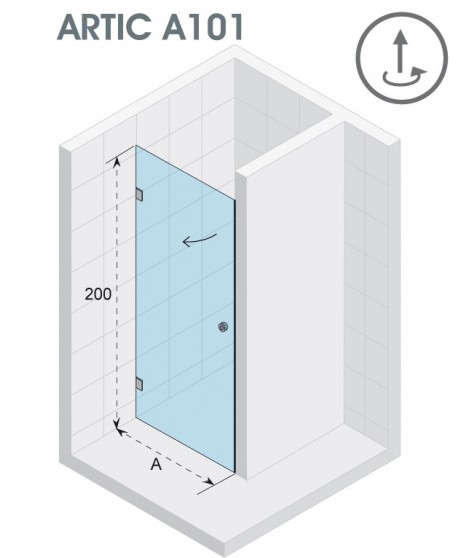 Drzwi prysznicowe 70 RIHO ARTIC A101 lewe, szkło przezroczyste