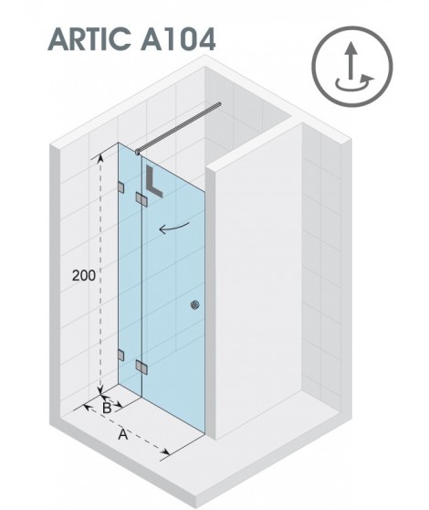 Drzwi prysznicowe 160 RIHO ARTIC A104 prawe, szkło przezroczyste