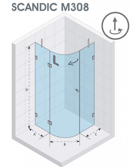 Kabina półokrągła 90x90 RIHO Scandic M308 lewa. szkło przezroczyste