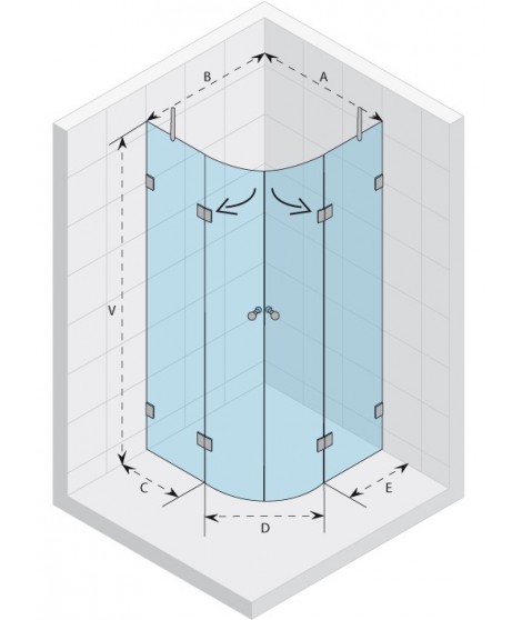 Kabina półokrągła 90x90 RIHO Scandic S309 szkło przezroczyste