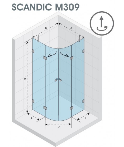 Kabina półokrągła 90x90 RIHO Scandic M309 szkło przezroczyste