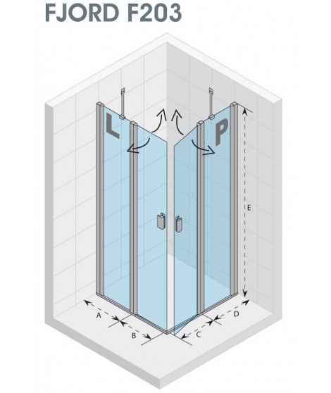 Drzwi prysznicowe 120 RIHO Fjord F203 lewe. szkło przezroczyste