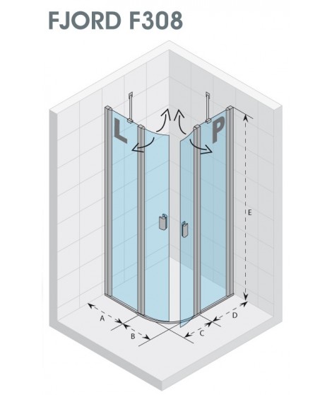 Drzwi prysznicowe 90 RIHO Fjord F308 lewe. szkło przezroczyste