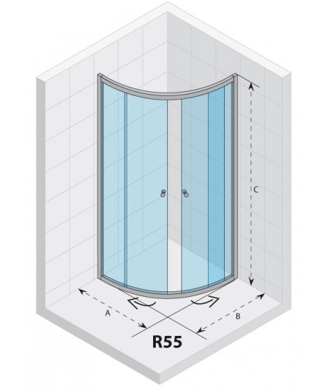 Kabina półokrągła 100x100x195 RIHO Lucena szkło przezroczyste