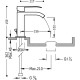 Bateria umywalkowa TRES Cuadro-Tres. wysokość 16 cm. z korkiem. chrom