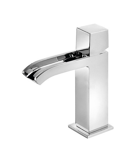 Bateria umywalkowa TRES Cuadro-Tres. z otwartą wylewką kaskadową. wys. 17 cm. chrom