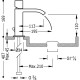 Bateria umywalkowa TRES Cuadro-Tres. z otwartą wylewką kaskadową oraz korkiem. wys. 17 cm. chrom