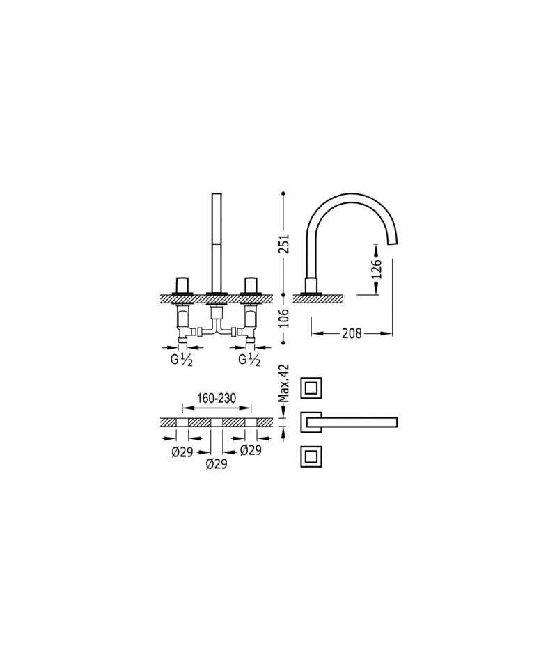 Bateria Umywalkowa Tres Cuadro Tres Otworowa Chrom Id Wodtech