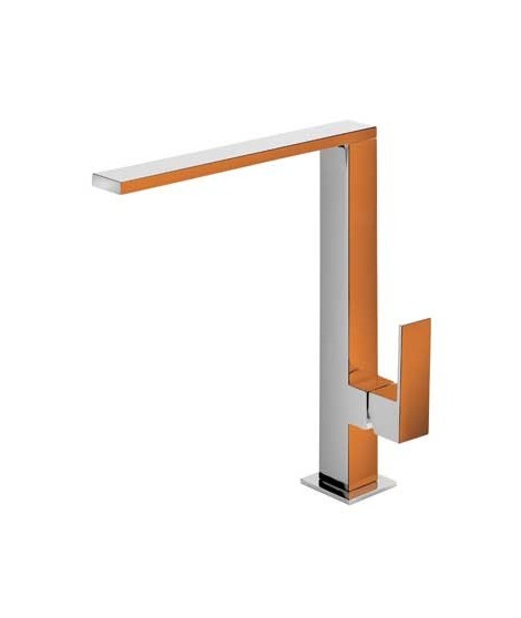 Bateria zlewozmywakowa TRES Cuadro Exclusive stojąca. wylewka 34x10mm. pomarańczowa