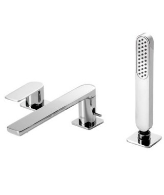 Bateria wannowa TRES Loft-Tres 3-otworowa wylewka 220 mm chrom