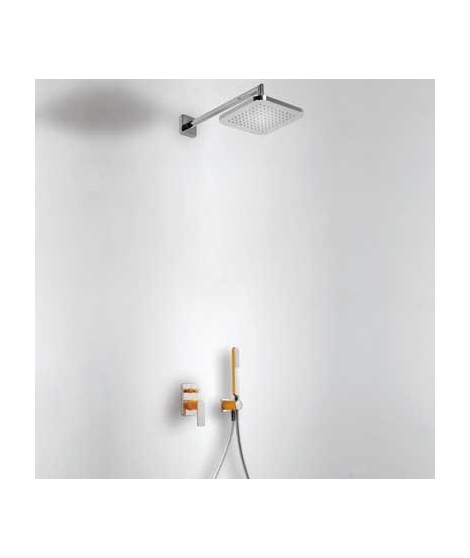 Zestaw prysznicowy TRES Loft Colors z baterią podtynkową. pomarańczowa