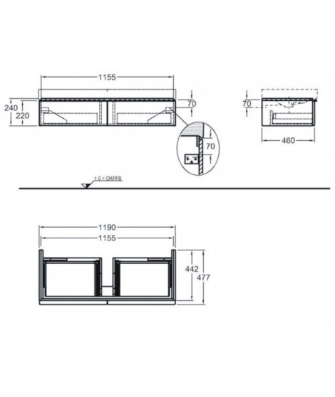 Szafka podumywalkowa wisząca KERAMAG iCON 119cm, platynowy połysk